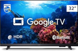Smart TV Philips 32″ HD Google TV, Comando de Voz, HDR, 3 HDMI, Wifi 5G, Bluetooth
